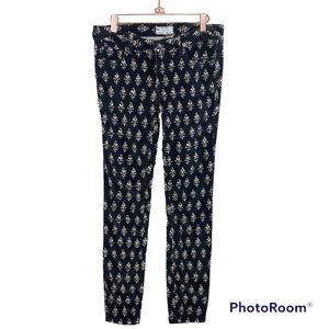Free People Black Tan Print Corduroy Pants Straight Leg 28